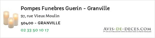 Avis de décès - Saint-Denis-Le-Vêtu - Pompes Funebres Guerin - Granville