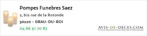 Avis de décès - Caissargues - Pompes Funebres Saez