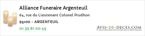 Avis de décès - Asnières-sur-Oise - Alliance Funeraire Argenteuil