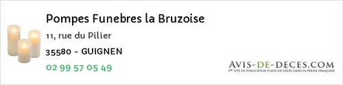 Avis de décès - La Chapelle-Des-Fougeretz - Pompes Funebres la Bruzoise