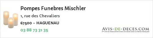 Avis de décès - Riedheim - Pompes Funebres Mischler