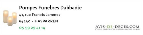 Avis de décès - Labastide-Monréjeau - Pompes Funebres Dabbadie