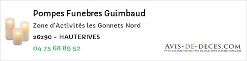 Avis de décès - Eymeux - Pompes Funebres Guimbaud
