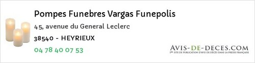 Avis de décès - Livet-et-Gavet - Pompes Funebres Vargas Funepolis