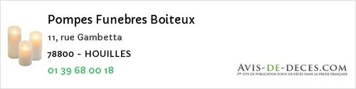 Avis de décès - Voisins-le-Bretonneux - Pompes Funebres Boiteux