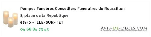 Avis de décès - Saint-Paul-De-Fenouillet - Pompes Funebres Conseillers Funeraires du Roussillon