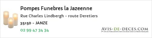 Avis de décès - Argentré-du-Plessis - Pompes Funebres la Jazeenne