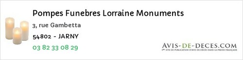 Avis de décès - Montauville - Pompes Funebres Lorraine Monuments