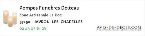 Avis de décès - La Chapelle-Rainsouin - Pompes Funebres Doiteau