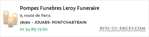 Avis de décès - Les Essarts-Le-Roi - Pompes Funebres Leroy Funeraire