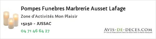 Avis de décès - Ferrières-Saint-Mary - Pompes Funebres Marbrerie Ausset Lafage
