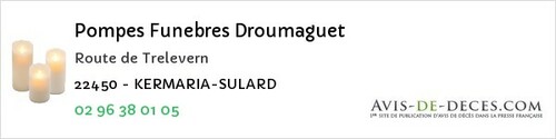 Avis de décès - Saint-Connan - Pompes Funebres Droumaguet