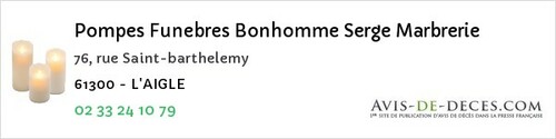 Avis de décès - Origny-le-Roux - Pompes Funebres Bonhomme Serge Marbrerie