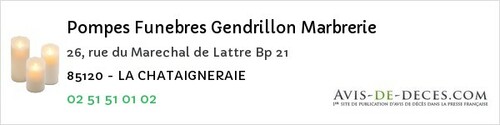 Avis de décès - Rives De L'yon (ex Saint-Florent-Des-Bois) - Pompes Funebres Gendrillon Marbrerie
