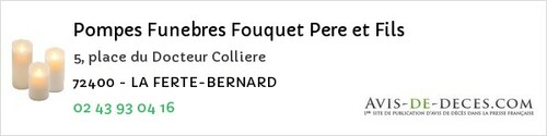Avis de décès - Coulaines - Pompes Funebres Fouquet Pere et Fils