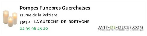 Avis de décès - Parthenay-de-Bretagne - Pompes Funebres Guerchaises