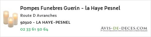 Avis de décès - Saint-Laurent-De-Cuves - Pompes Funebres Guerin - la Haye Pesnel