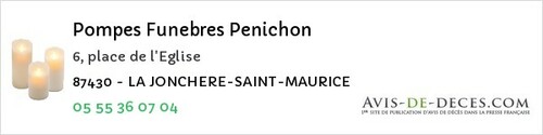 Avis de décès - Oradour-Saint-Genest - Pompes Funebres Penichon