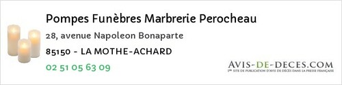 Avis de décès - Sallertaine - Pompes Funèbres Marbrerie Perocheau