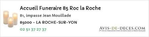 Avis de décès - Saint-Maixent-Sur-Vie - Accueil Funeraire 85 Roc la Roche