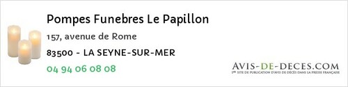Avis de décès - Saint-Cyr-Sur-Mer - Pompes Funebres Le Papillon