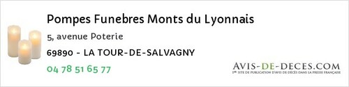 Avis de décès - Collonges-Au-Mont-D'or - Pompes Funebres Monts du Lyonnais