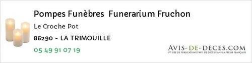 Avis de décès - Champagné-le-Sec - Pompes Funèbres Funerarium Fruchon