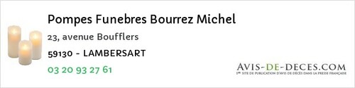 Avis de décès - Rousies - Pompes Funebres Bourrez Michel