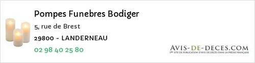 Avis de décès - Plogastel-Saint-Germain - Pompes Funebres Bodiger