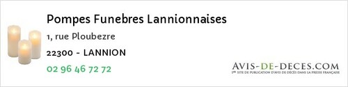Avis de décès - Saint-Connan - Pompes Funebres Lannionnaises