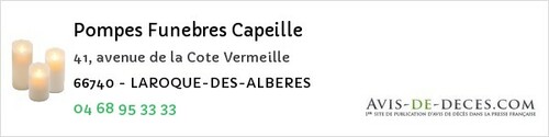 Avis de décès - Montalba-le-Château - Pompes Funebres Capeille