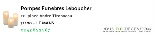 Avis de décès - Parigné-L'évêque - Pompes Funebres Leboucher