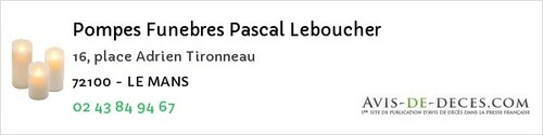 Avis de décès - Chassillé - Pompes Funebres Pascal Leboucher