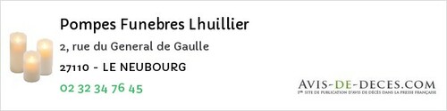 Avis de décès - Tillières-sur-Avre - Pompes Funebres Lhuillier