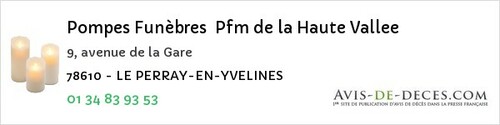 Avis de décès - Saint-Nom-La-Bretèche - Pompes Funèbres Pfm de la Haute Vallee