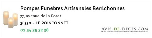 Avis de décès - Saint-Plantaire - Pompes Funebres Artisanales Berrichonnes