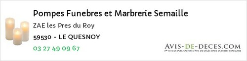 Avis de décès - Marquette-lez-Lille - Pompes Funebres et Marbrerie Semaille