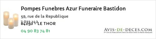 Avis de décès - Grambois - Pompes Funebres Azur Funeraire Bastidon
