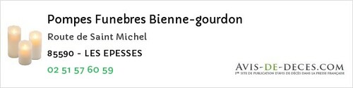 Avis de décès - Aubigny-Les Clouzeaux (ex Aubigny) - Pompes Funebres Bienne-gourdon