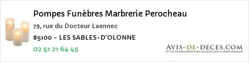 Avis de décès - Saint-Maurice-Des-Noues - Pompes Funèbres Marbrerie Perocheau