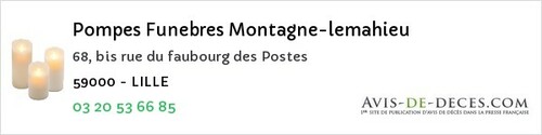 Avis de décès - Valenciennes - Pompes Funebres Montagne-lemahieu