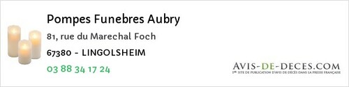 Avis de décès - Oberhausbergen - Pompes Funebres Aubry