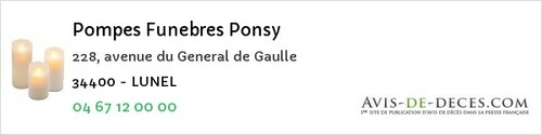 Avis de décès - Vic-la-Gardiole - Pompes Funebres Ponsy