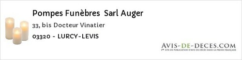 Avis de décès - Mazerier - Pompes Funèbres Sarl Auger