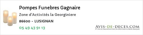 Avis de décès - Monts-sur-Guesnes - Pompes Funebres Gagnaire