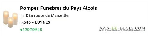 Avis de décès - Paradou - Pompes Funebres du Pays Aixois