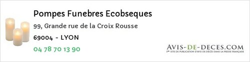Avis de décès - Saint-Maurice-Sur-Dargoire - Pompes Funebres Ecobseques