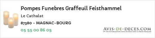 Avis de décès - Saint-Bonnet-Briance - Pompes Funebres Graffeuil Feisthammel
