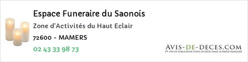 Avis de décès - Marolles-Lès-Saint-Calais - Espace Funeraire du Saonois