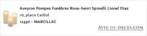 Avis de décès - Anglars-Saint-Félix - Aveyron Pompes Funèbres Roux-henri Spinelli Lionel Diaz